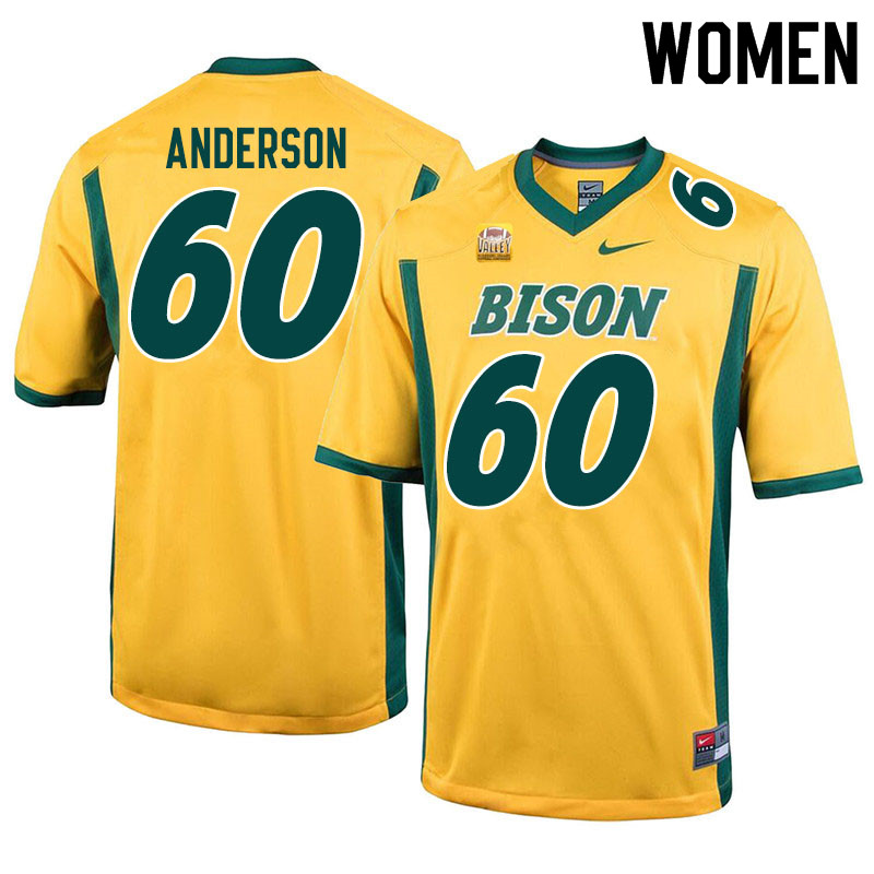 Women #60 Seth Anderson North Dakota State Bison College Football Jerseys Sale-Yellow - Click Image to Close